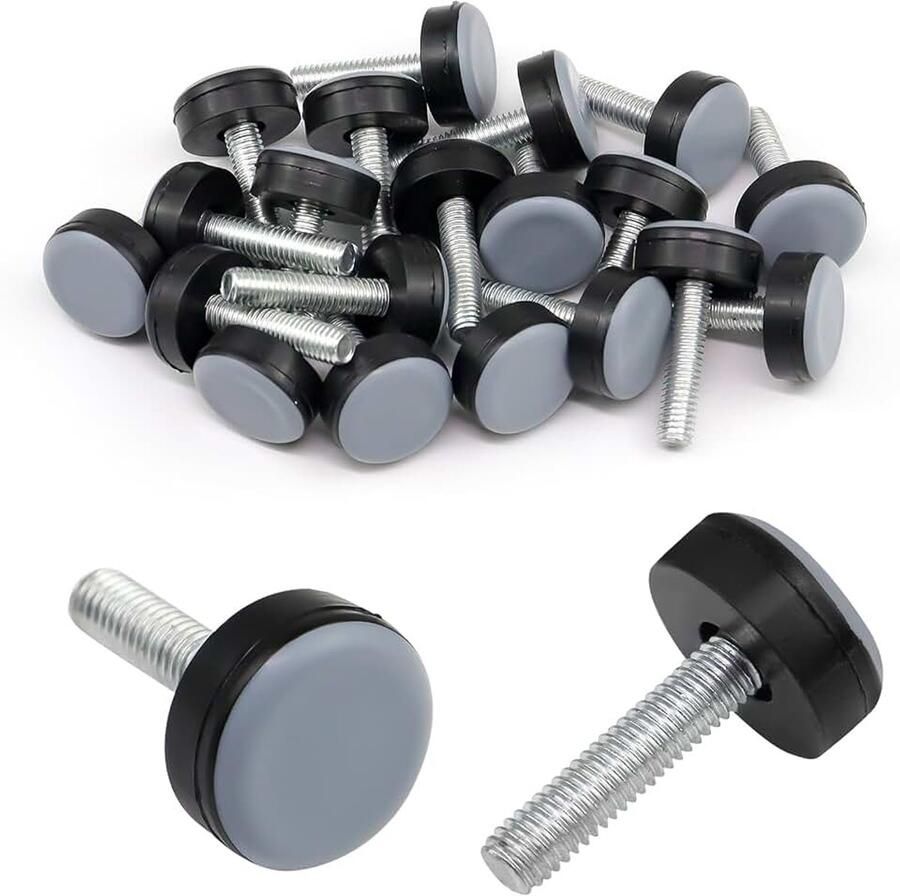 20 stuks teflon glijders 20 mm PTFE stelvoetjes stoelglijders om te schroeven M6 meubelglijders Teflon vloerglijders voor vloerbeschermers meubelpoten nivelleringsvoeten voor bank tafel