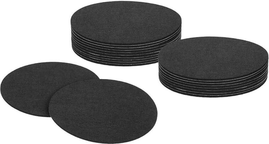 20 stuks viltglijders zelfklevend 140 x 140 x 3 mm (l x b x d) ronde viltglijders antislip voor meubels tafel- en stoelbeschermlaag zwart