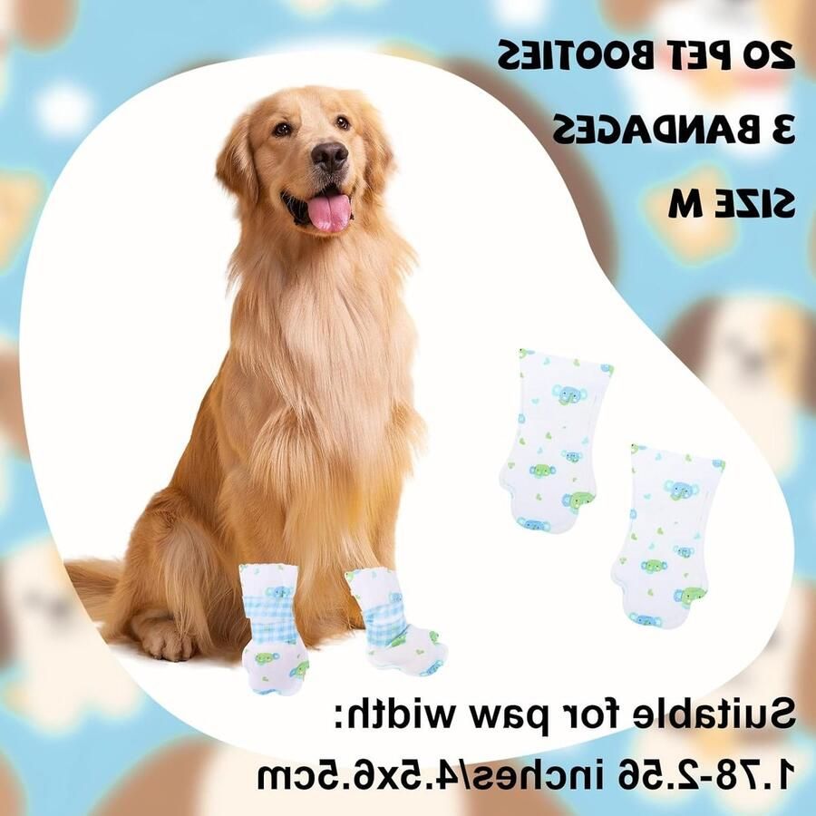 20 Stuks Wegwerphondenlaarzen Waterdichte Pootbeschermers met Verstelbare Band voor Middelgrote Honden en Katten Ade d en Comfortabel