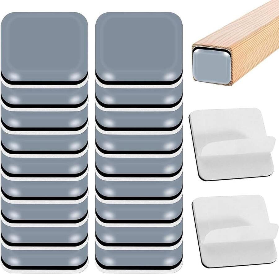20 stuks zelfklevende meubelglijders 30 x 30 mm PTFE Teflon vierkante zelfklevende meubelschuifregelaars voor sofa tafel meubelverplaatspads voor gladde vloeren en tapijten (vierkant x