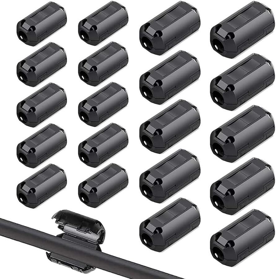 20 stuks zwarte ferrietringkern kabelclip ruisonderdrukking RFI EMI anti-interferentie hoogfrequent filter (3 5 mm 5 mm 7 mm 9 mm binnendiameter)