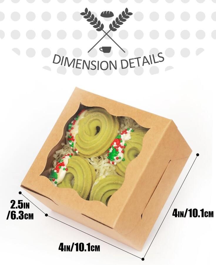 200 stuks bruine bakkersjes met kijkvenster 10 16 x 10 16 x macaron-dozen kleine donut- en gebakdozen voor feestjes mini-koekjesdozen (10 16 x