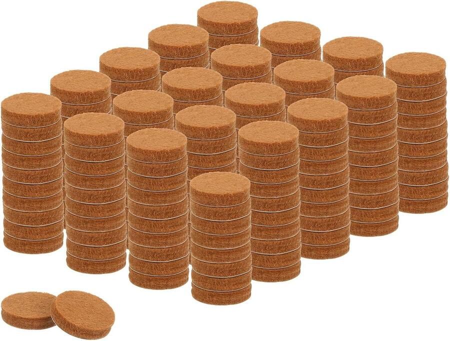 200 stuks viltdoppen zelfklevend 20 x 20 x 5 mm (l x b x d) meubelglijders vilt ronde viltdoppen antislip pads voor meubels tafel- en stoelbeschermlaag lichtbruin