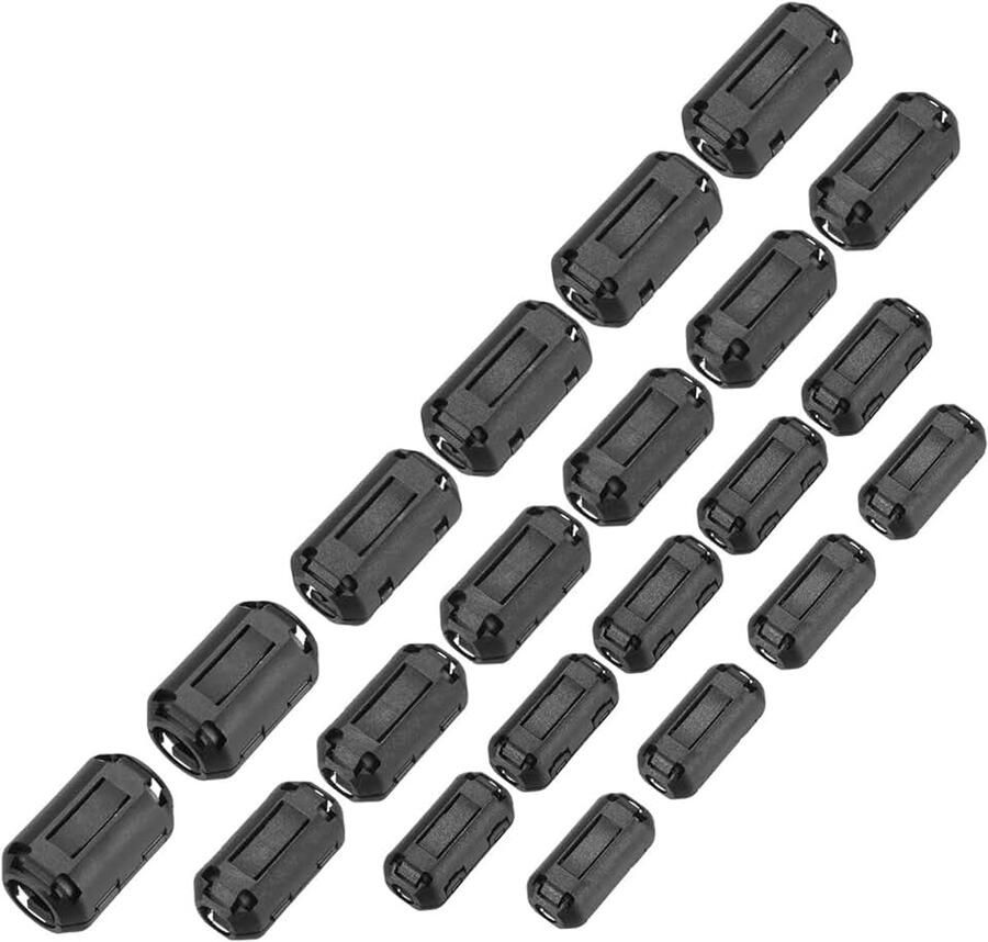 22 stuks 5 maten clip-on ferriet ringkern ferrietparel EMI RFI noise kabelclip voor 3 5 mm 5 mm 7 mm 9 mm 13 mm diameter kabel zwart