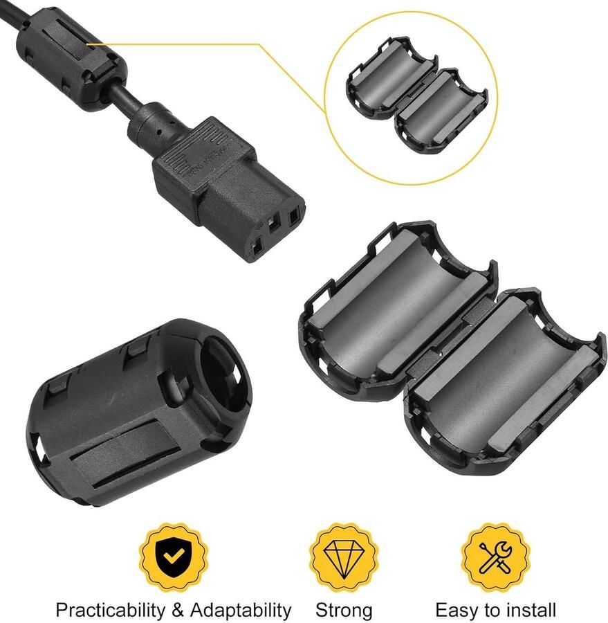 22 stuks ringfilters ferriet RFI EMI ruisonderdrukking clipkabel ID 3 5 7 9 13 mm normale stijl voor elektronische apparaten industrie zwart