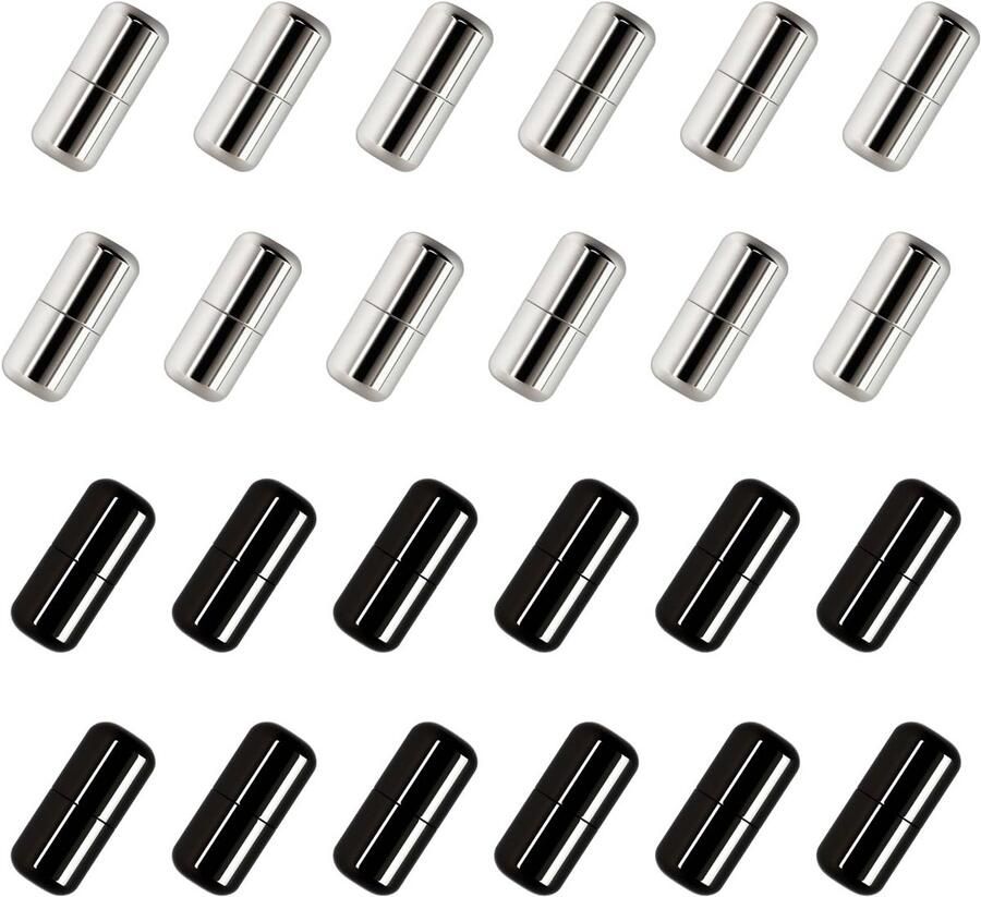 24 metalen vetersluitingen met snelspanner voor elastische en kleurrijke veters