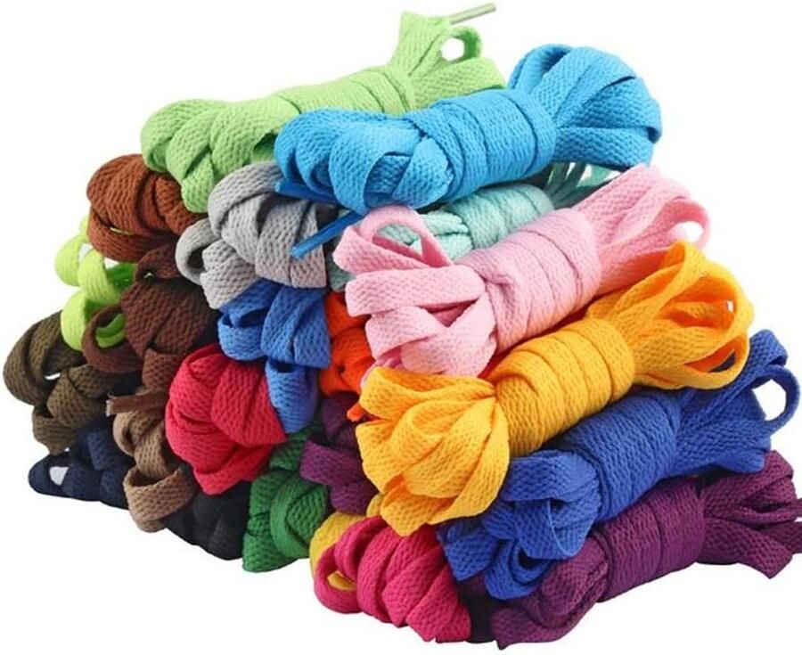 24 Paar Meerkleurige Platte Schoenveters van Ideaal voor Sneakers Wandelschoenen en Creatieve Projecten