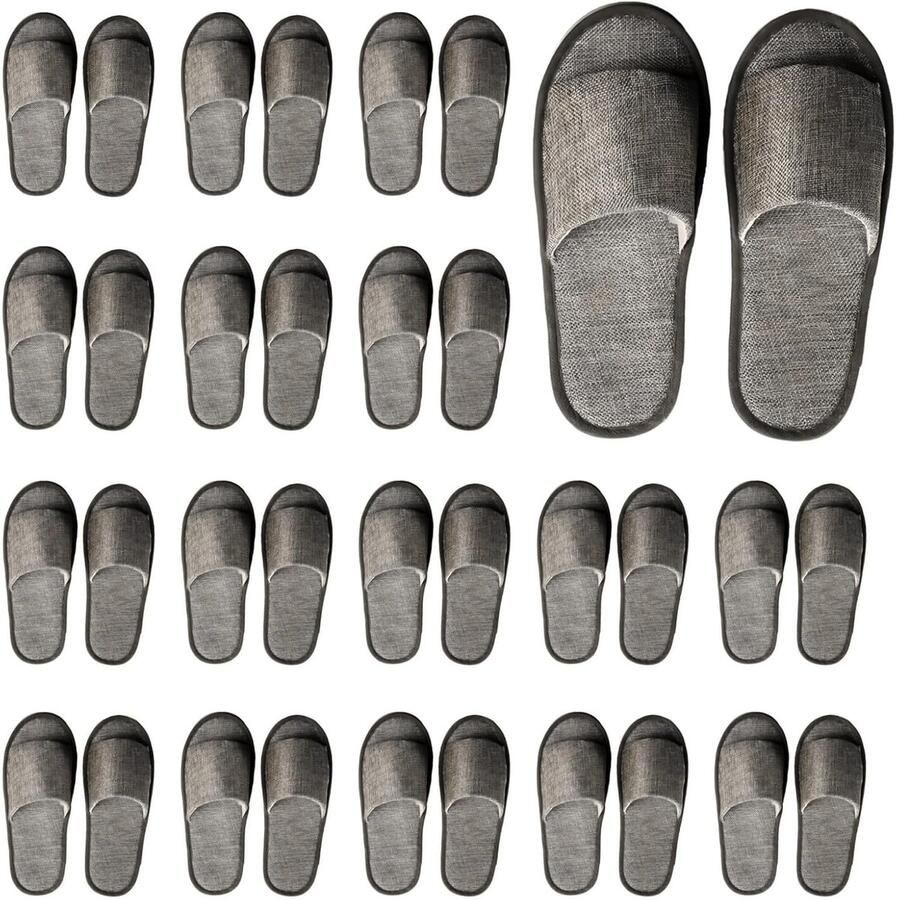 24 paar spa-hotelslippers grijs comfortabel eenvoudige wegwerp-pantoffels hotel katoen en linnen voor nen en hotel uniseks voor reizen en feesten eenheidsmaat