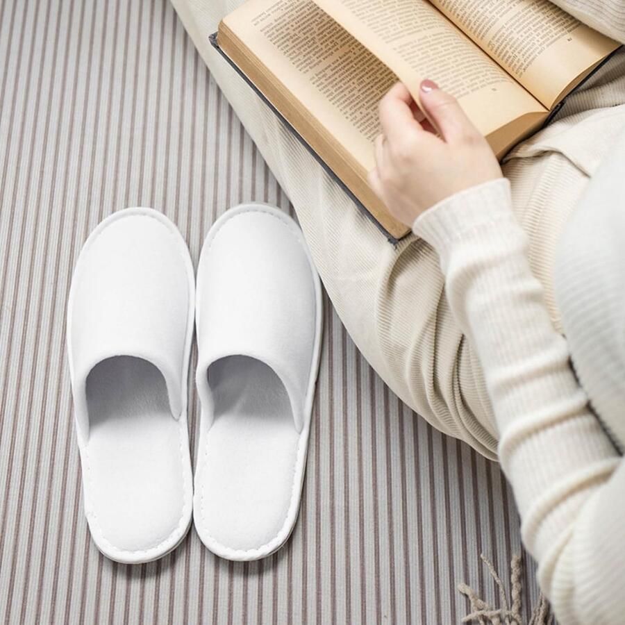 24 Paar Wegwerpslippers voor Gasten Spa Slippers Hotel Slippers en Thuisgebruik Ideaal voor Feesten en Reizen Één Maat (Wit)