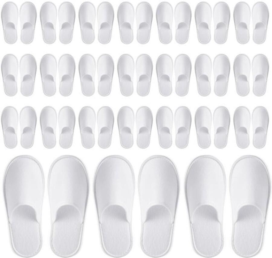 24 paar witte hotelslippers wegwerpslippers gastenpantoffels gesloten antislip uniseks voor hotel spa thuis gasten tot