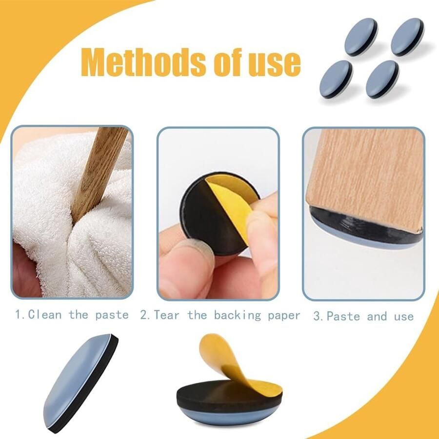 24 stuks apparaatschuivers zelfklevende meubelschuivers pads PTFE Teflon adhesieve meubelglijders keukenapparaat schuivers voor heteluchtfriteuse broodmachine blenders grills (rond grijsblauw
