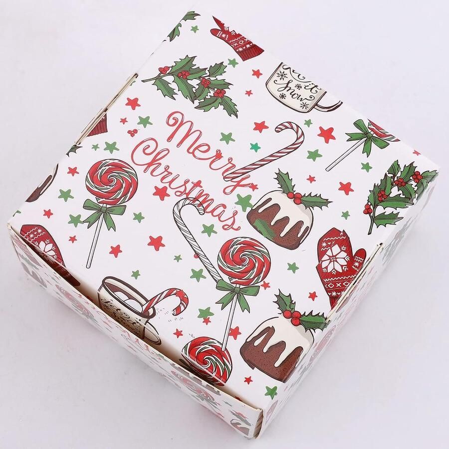 24 stuks koekjesdoosjes voor kerst witte taartdozen met helder venster koekjesverpakking kerstkoekjesverpakking kerstcadeaudoos koekjes voor kerstfeest verjaardagsfeest