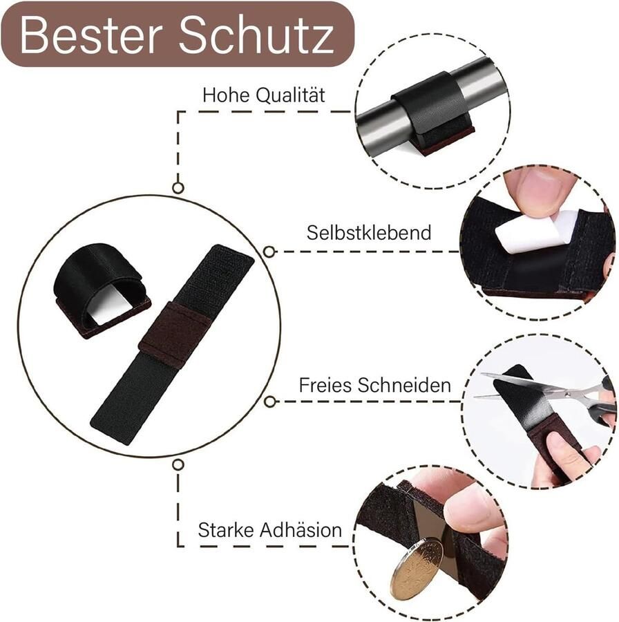 24 stuks meubelviltdoppen met klittenbandsluiting schommelstoelen meubelvilt-pads viltdoppen voor stoelen met rails stoelglijders vrijdragers meubelviltdoppen met klittenbandsluiting