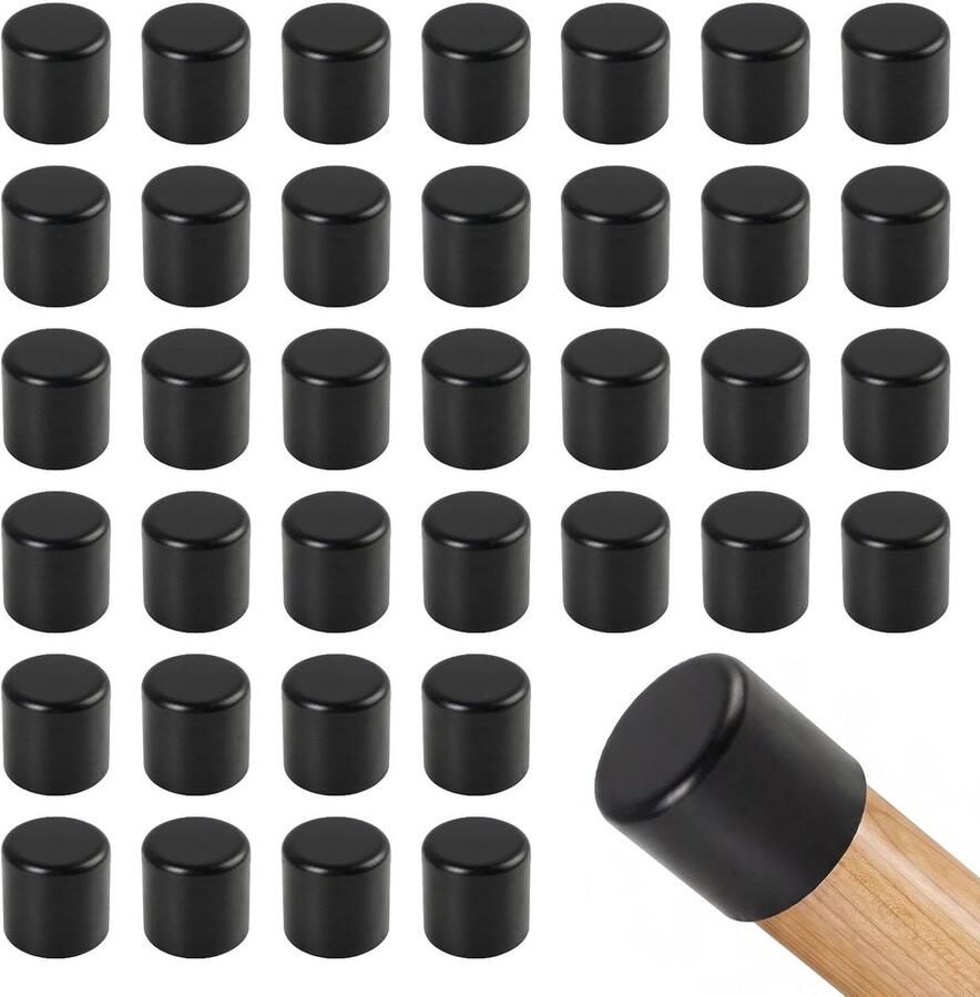 24 stuks ronde rubberen beschermkappen voor stoelpoten diameter 20 mm antislip en zwart voor binnen- en buitenmeubels versterkt de stabiliteit en beschermt tegen krassen en slijtage
