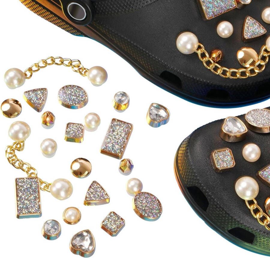 24 stuks schoenbedels met diamanten en parels hangers voor schoenen klompen en sandalen