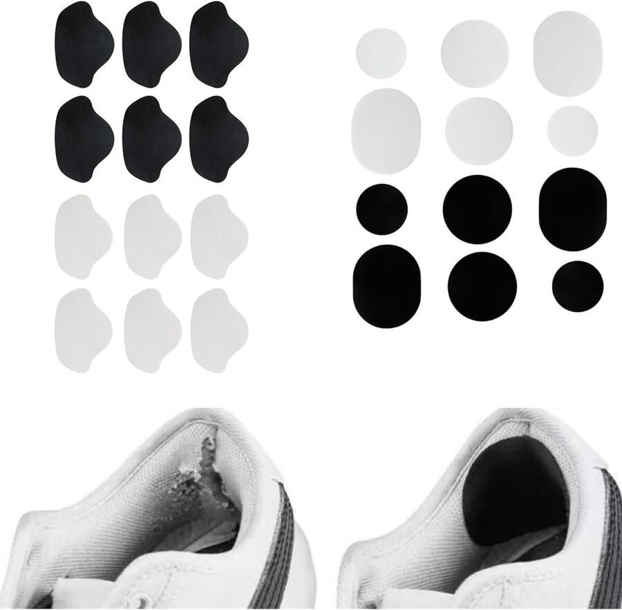 24 stuks schoenreparatieplakkers repareert gaten voorkomt beschadigingen reparatiepleisters voor sneakers tenen en hiel van sneakers en hoge hakken Wit en zwart