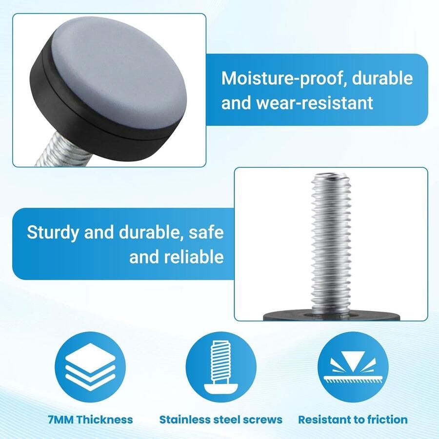 24 stuks teflon glijders 20 mm met schroefdraad M6 Teflon meubelpoten met schroefdraad M6 meubelglijders PTFE ronde meubelglijders vloerglijders PTFE tapijtglijders voor stoelen tafels