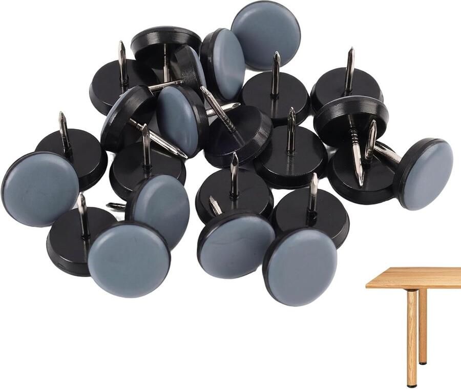 24 stuks Teflon glijders met spijkers 19 mm Teflon pad onder stoel Teflon Round Furniture Sliders ruisonderdrukking eenvoudige beweging en snelle installatie op verschillende oppervlakken