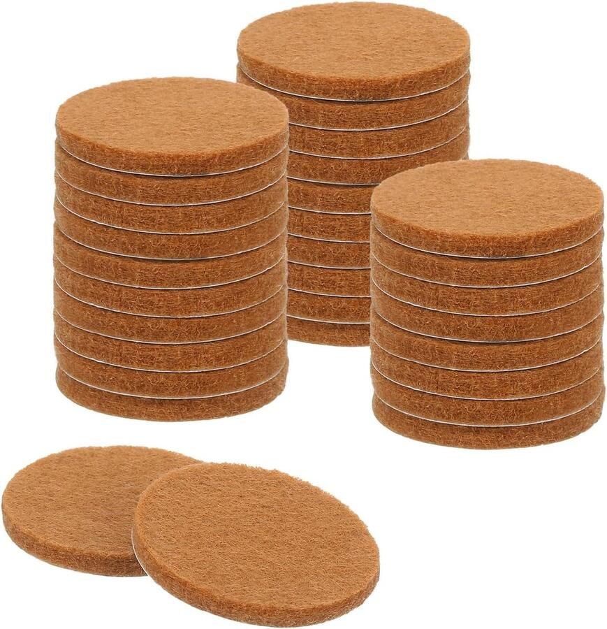 24 stuks viltdoppen zelfklevend 25 x 25 x 3 mm (l x b x d) meubelglijders vilt ronde viltglijders stoel antislippads voor meubels tafel- en stoelbeschermlaag lichtbruin