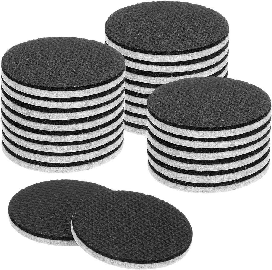 24 stuks viltglijders zelfklevend 55 x 55 x 5 mm (l x b x d) meubelglijders vilt ronde viltglijders stoel antislip pads voor meubels tafel- en stoelbeschermlaag grijs + zwart
