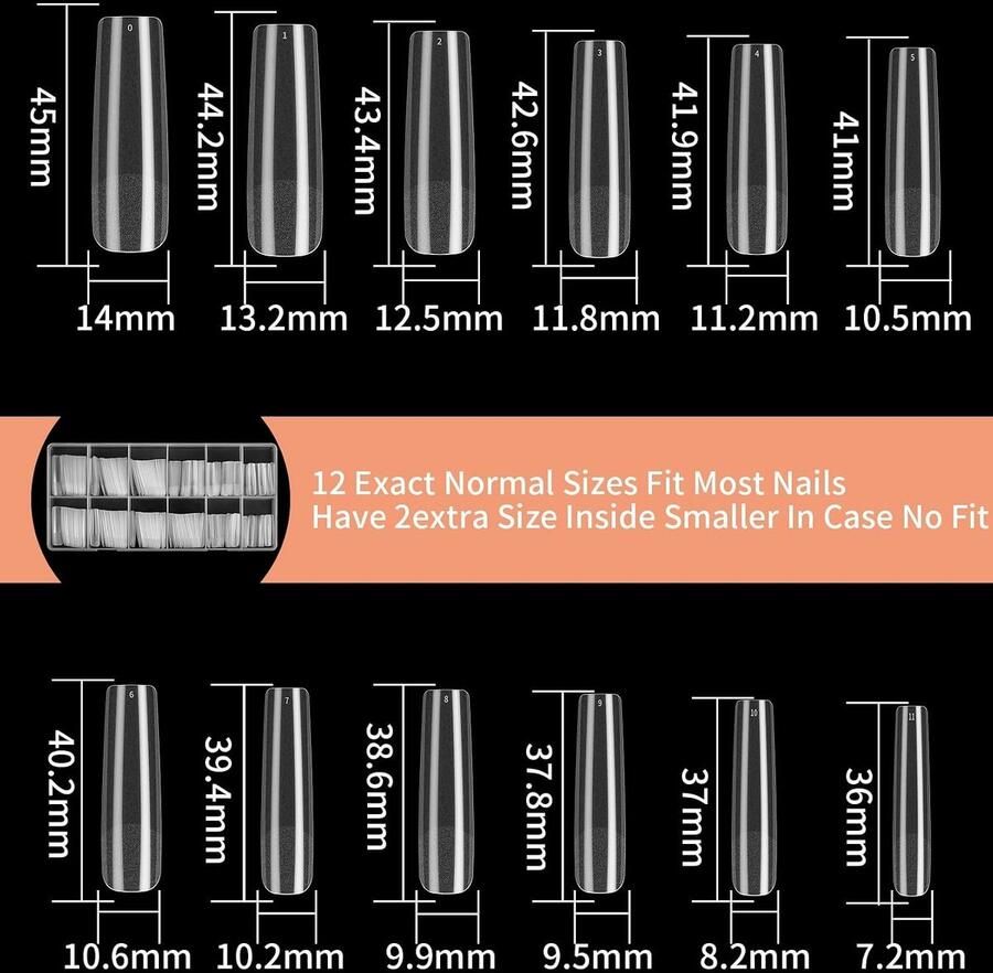 240 Pcs Transparante Coffin Ballerina Nageltips voor Nagelverlengingen Matte Lange Acrylnagels zonder Curve voor DIY Nagelkunst en Nagelsalon Gebruik