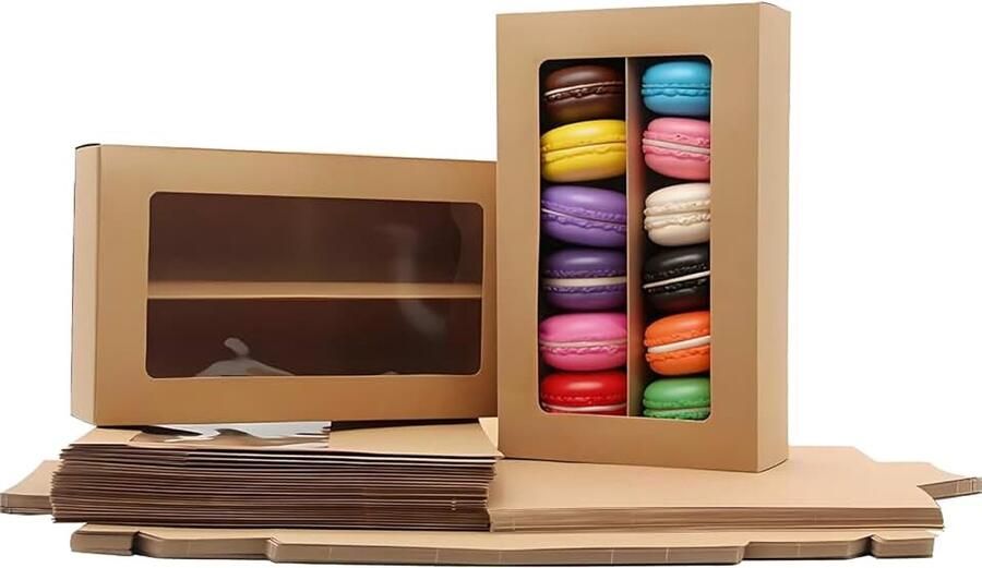 25-Delige Verpakking Koekjesdoos Bakkerijdozen met Transparant Display voor Macarons Desserts Minidonuts Minicupcakes Koekjes En Muffins (8 2 * 4 9 * 2 1 Inch)