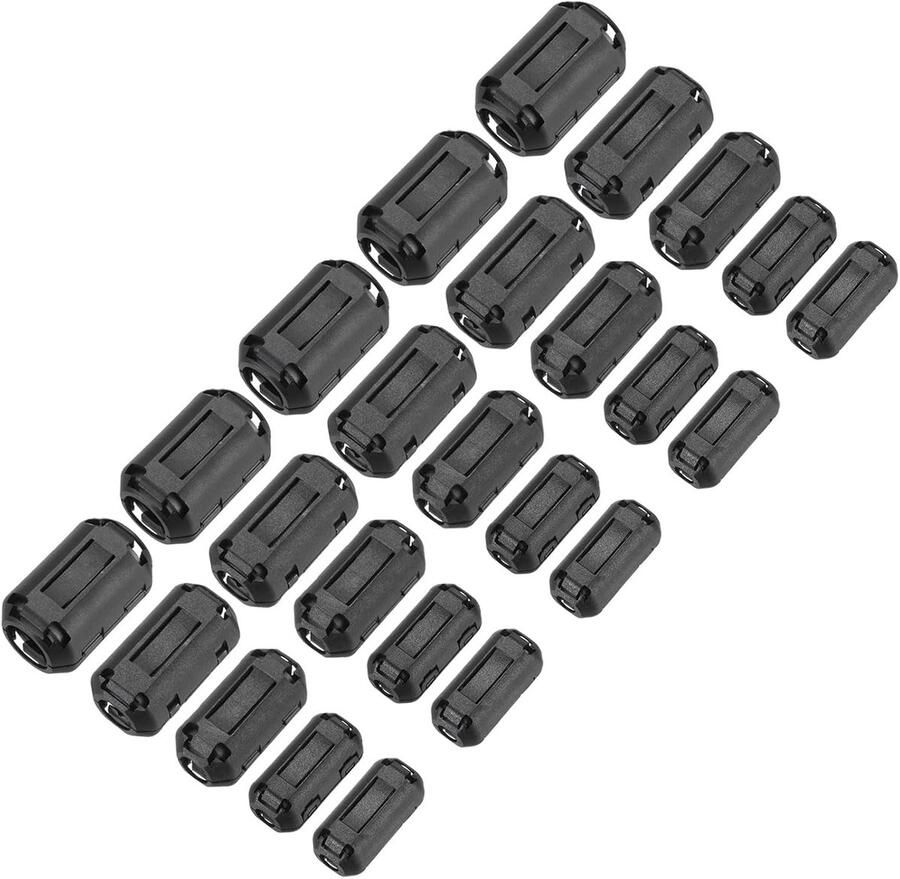 25 stuks 5 maten opsteekbare ferriet ringkern ferriet kralen EMI RFI ruisonderdrukking kabelclip voor 3 5 mm 5 mm 7 mm 9 mm 13 mm diameter kabel zwart
