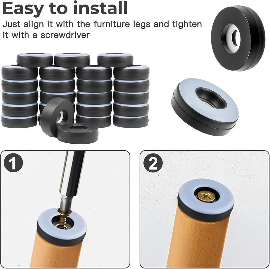 25 stuks teflon glijders om te schroeven Ø 22 mm meubelglijders voor zware meubels tapijtglijders voor stoelen ronde vloerglijders om te schroeven voor meubels stoelen vloeren incl. schroeven