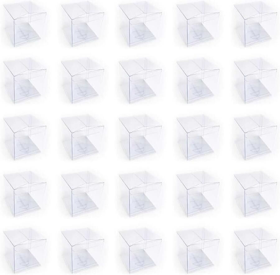 25 stuks transparante geschenkdoos opvouwbaar kunststof chocoladedoos voor bruiloft feest verjaardag Kerstmis (5 x 5 x