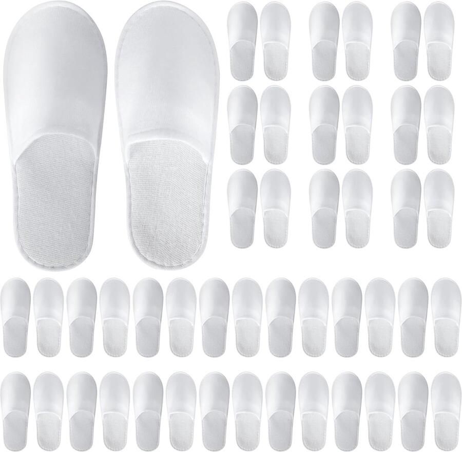 28 Paar Wegwerpslippers voor Gasten Antislip Hotel Spa & Reis Pantoffels Wit