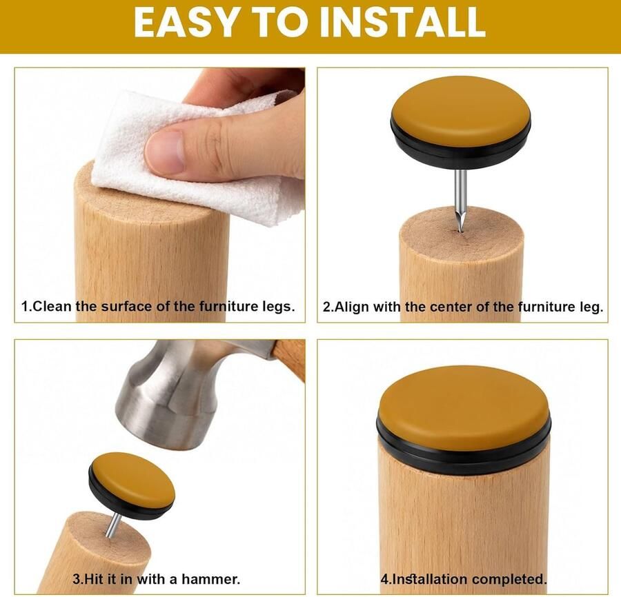 28 stuks teflon glijders met spijker Ø 25 mm Teflon meubelglijders met spijker PTFE glijders voor stoelen en meubels ronde stoelglijders Teflon Furniture Glides voor zware meubels stoelen