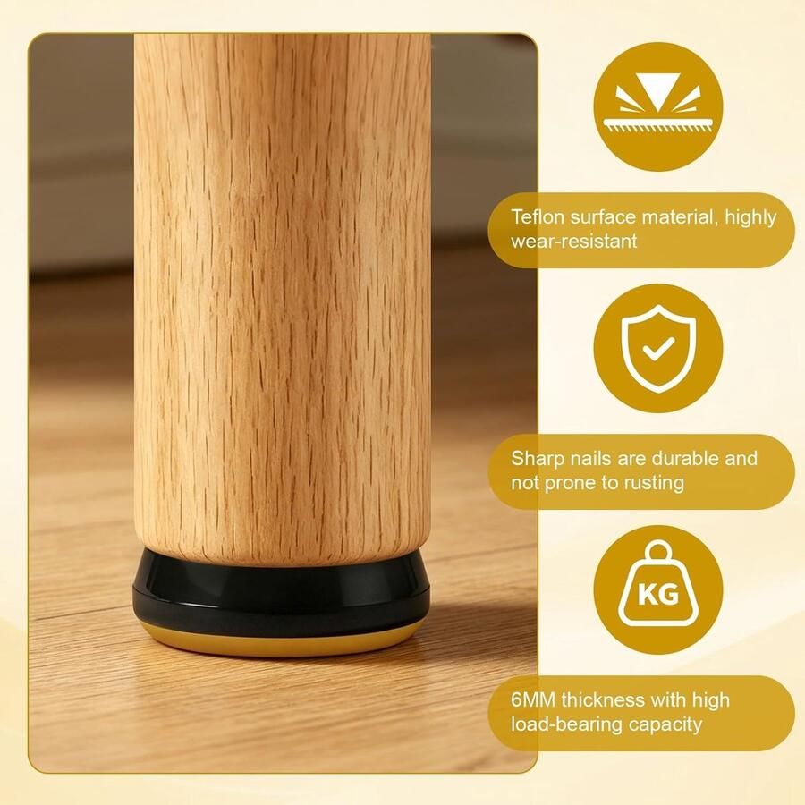 28 stuks teflon glijders met spijker Ø 25 mm Teflon meubelglijders met spijker PTFE glijders voor stoelen en meubels ronde stoelglijders Teflon Furniture Glides voor zware meubels stoelen - Foto 2