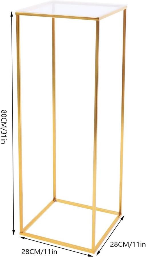 28 x 28 x gouden bloem bodem standaard metalen zuil bloemenstandaard geometrische middenstukken vaas voor tafels