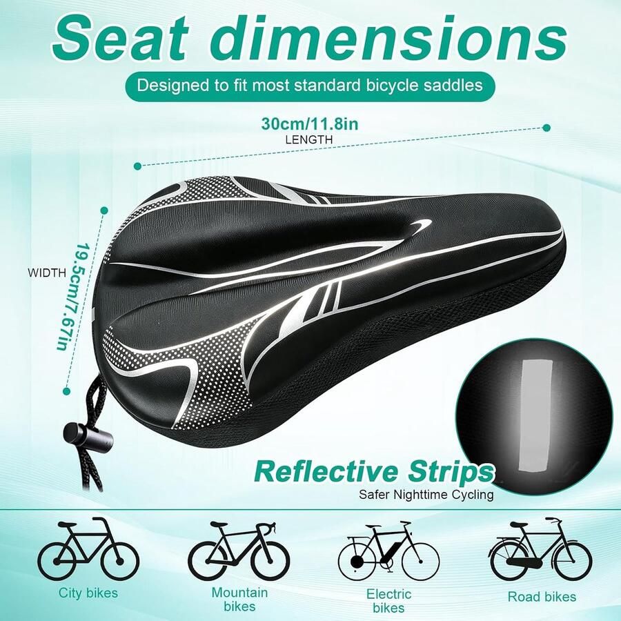28 x ergonomische fietszadelhoes ade d fietszadelhoes hometrainer zadelhoes voor en voor spinning MTB City Bike (wit)