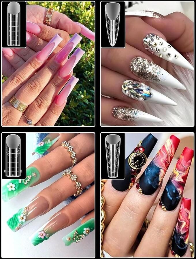 288 Stuks Dual Mallen voor Poly Nagelgel Stiletto Coffin en Ballerina Acryl Nageltips voor Manicure en Nagelkunst DIY - Foto 1