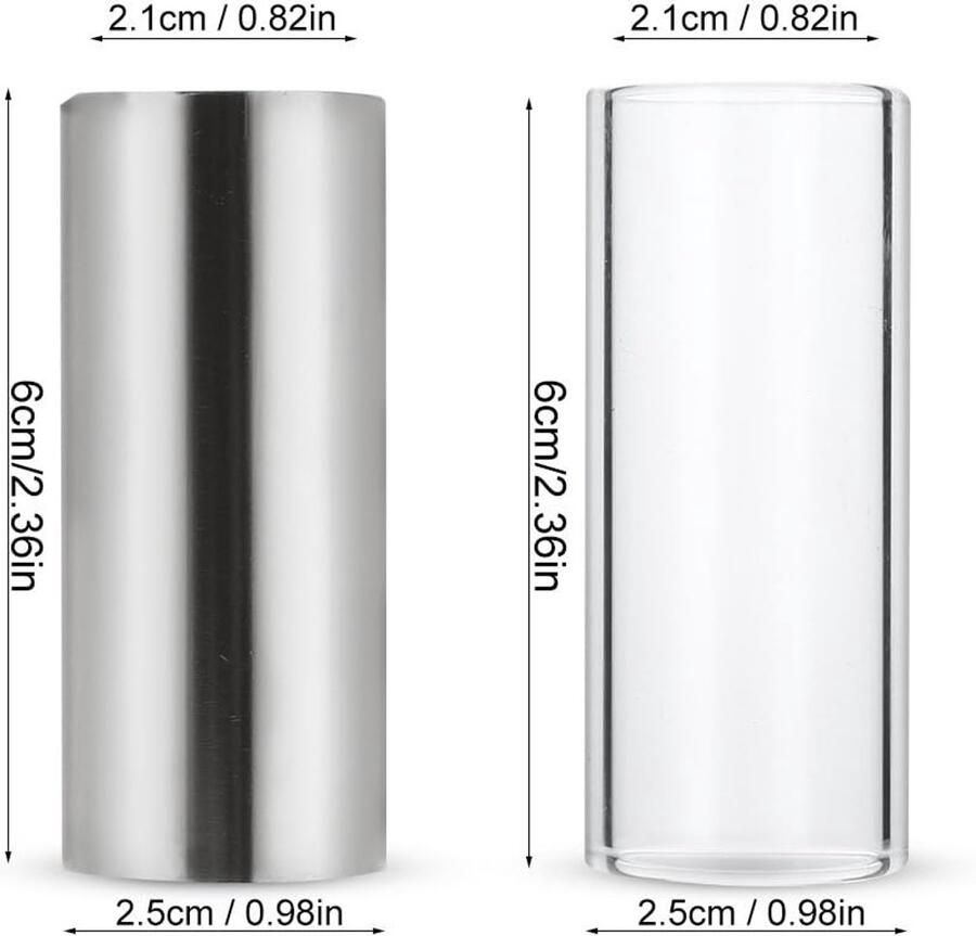 2pcs Glass Slide and Stainless Steel Slide Set Instrument Accessory for Guitar Bass