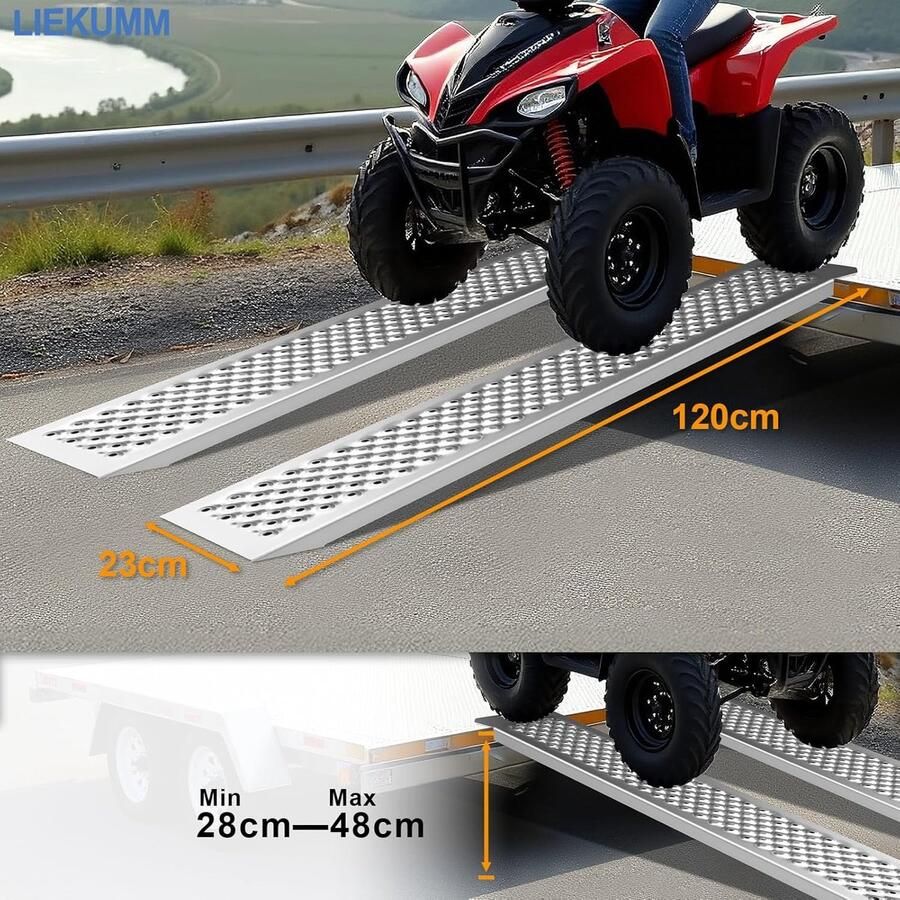2x Aluminium Oprijplaat 400 kg Draagkracht 120 x Motoroprijplaat Auto Anhanger Trap ATV UTV Quad Fiets Motorfiets