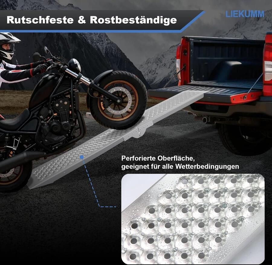 2x aluminium oprijplaat 400 kg draagkracht 150 x inklapbaar voor aanhanger en motor lichte laadhelling voor trap ATV UTV quad fiets motorfiets