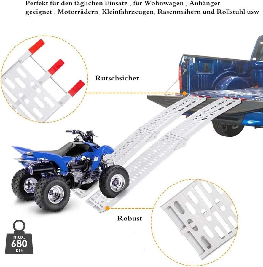 1 stuk aluminium oprijplaat voor motorfiets inklapbaar 340 kg oprijplaat antislip inklapbaar oprijplaat voor ATV quad auto