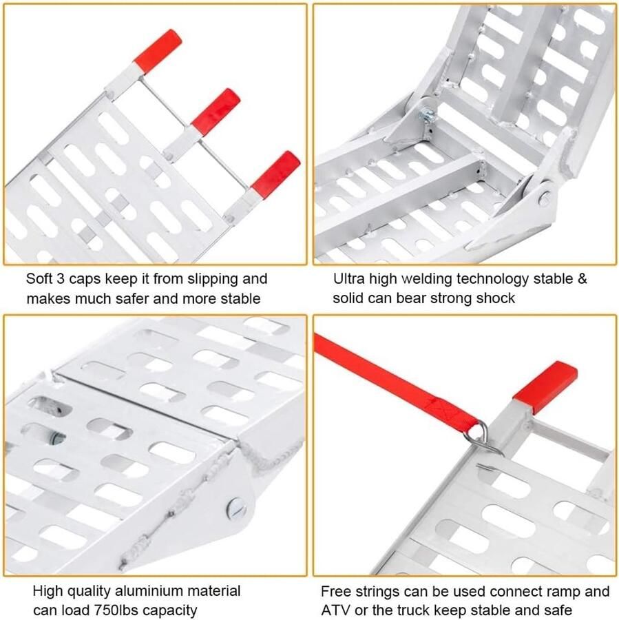 2X Oprijplaat Opvouwbare Laadbrug 340 kg * Per Paar Laadbrug Verzinkte Staal Motorfiets Ramp Antislip Laadrail Motorfiets ATV Quad Auto Laadplaat Bandenbreedte tot