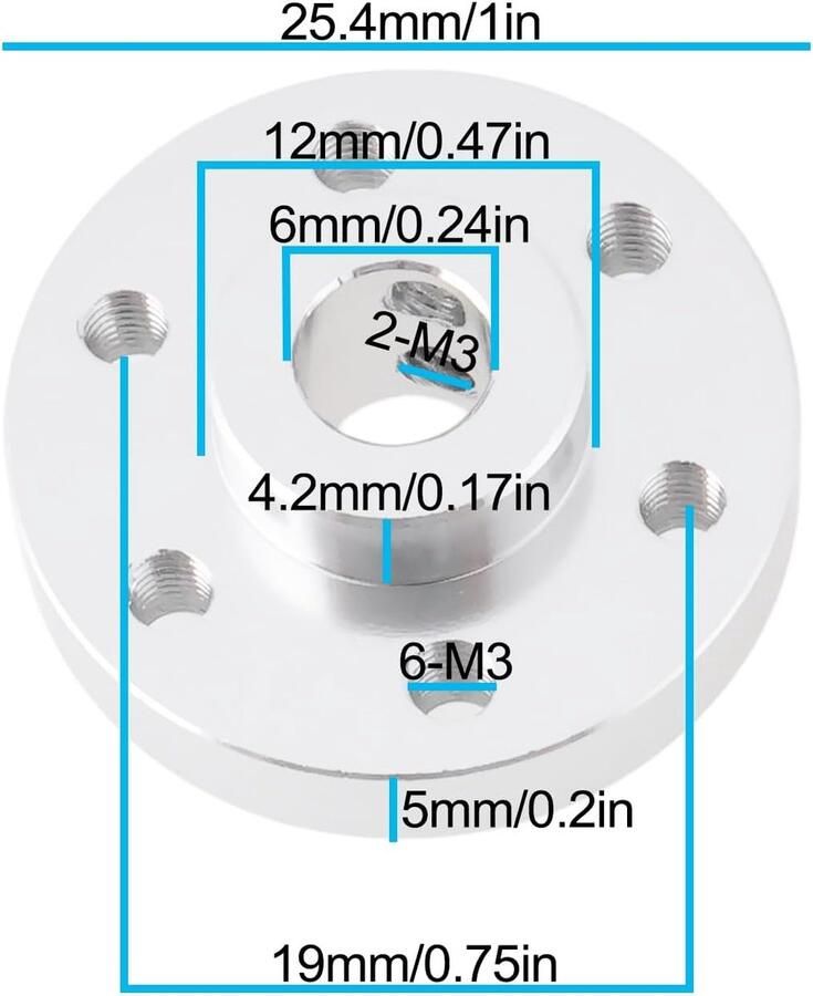 2X Zilveren Stijve Flens Askoppeling voor 6mm Schacht Motor Optische Vast met M3 Draad