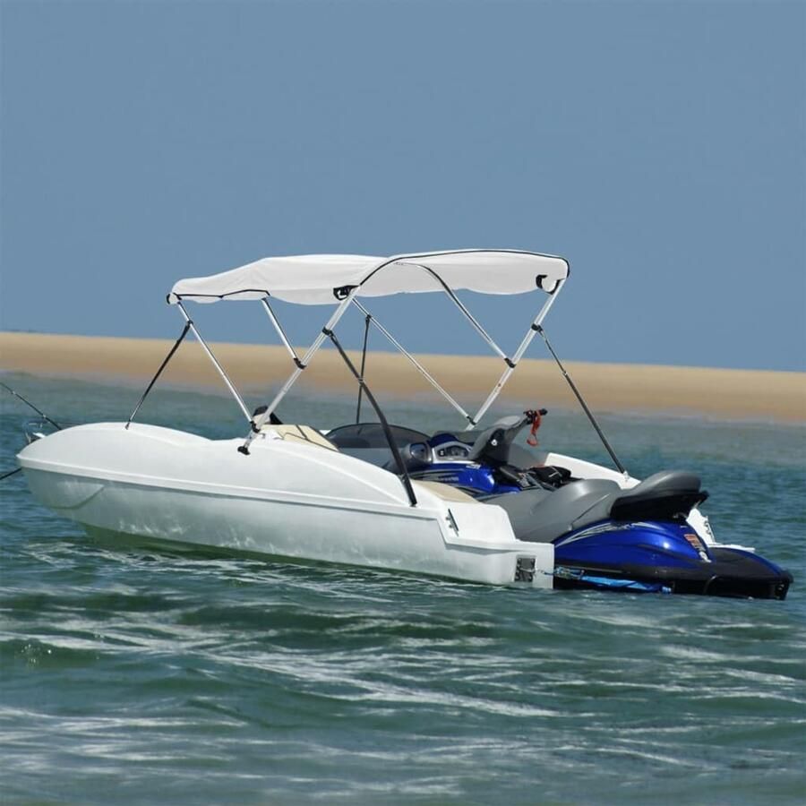 3-boog Bimini-Top boot zonnedak met zijpanelen wit 183x154