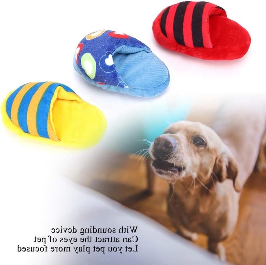 3-delige Slippers Vormige Kauwspeeltjes voor Honden en Katten met Geluid en Tandreiniging voor Interactieve Training