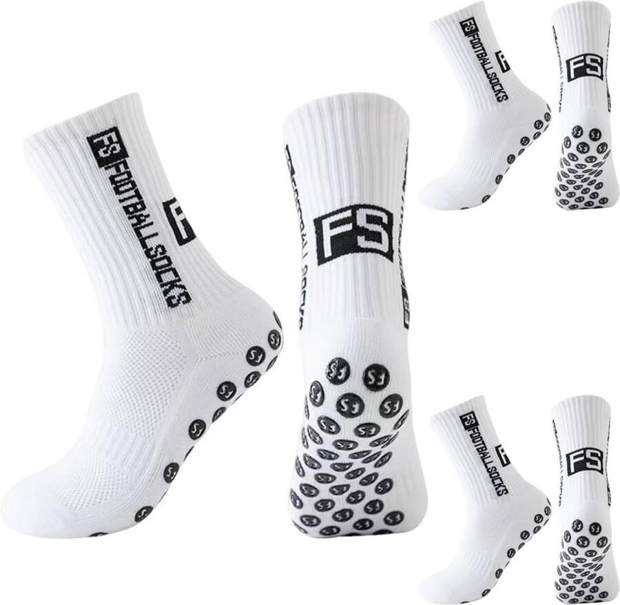 3 Paar Antislip Sportsokken Wit Kinderen Voetbal Basketbal Tennis Grip Sokken