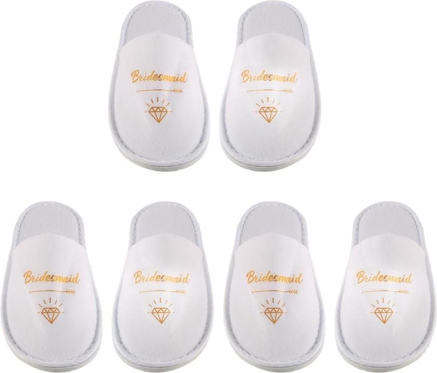 3 Paar Bridesmaids Slippers Spa Slippers met 7mm Zolen Wit voor Bruidsmeisjes Comfortabel en Stijlvol