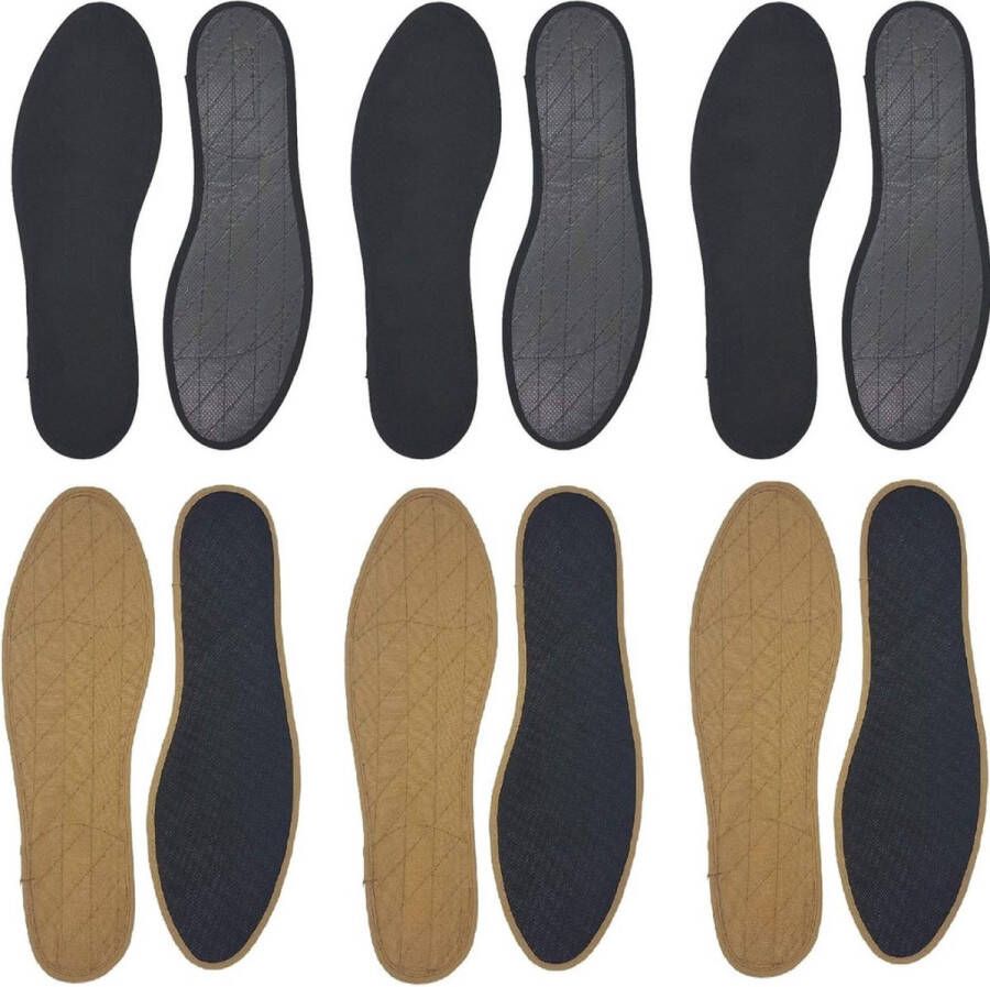 3 paar Cinnamon inlegzolen antislip fleece tegen zweet en voetgeur zwart