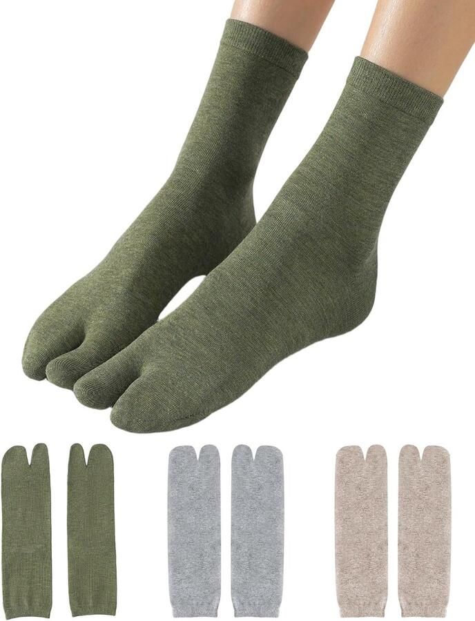 3 paar flip flop sokken Tabi sokken teenslippers sokken van katoen 2-teen sokken effen middellange damessokken voor sandalen pantoffels dagelijks gebruik