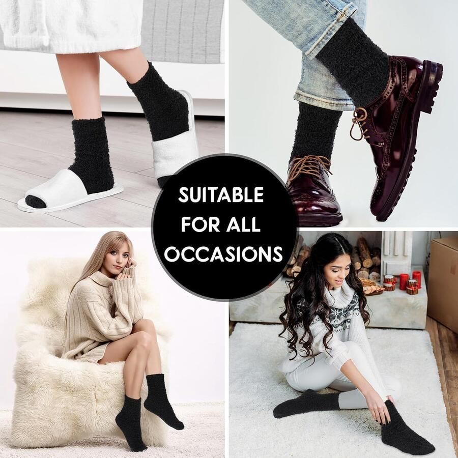 3 Paar Fuzzy Sokken voor Womens Zachte Pluizige Sokken Leuke Bed Slipper Fleece Slapen Warmer Geschenken