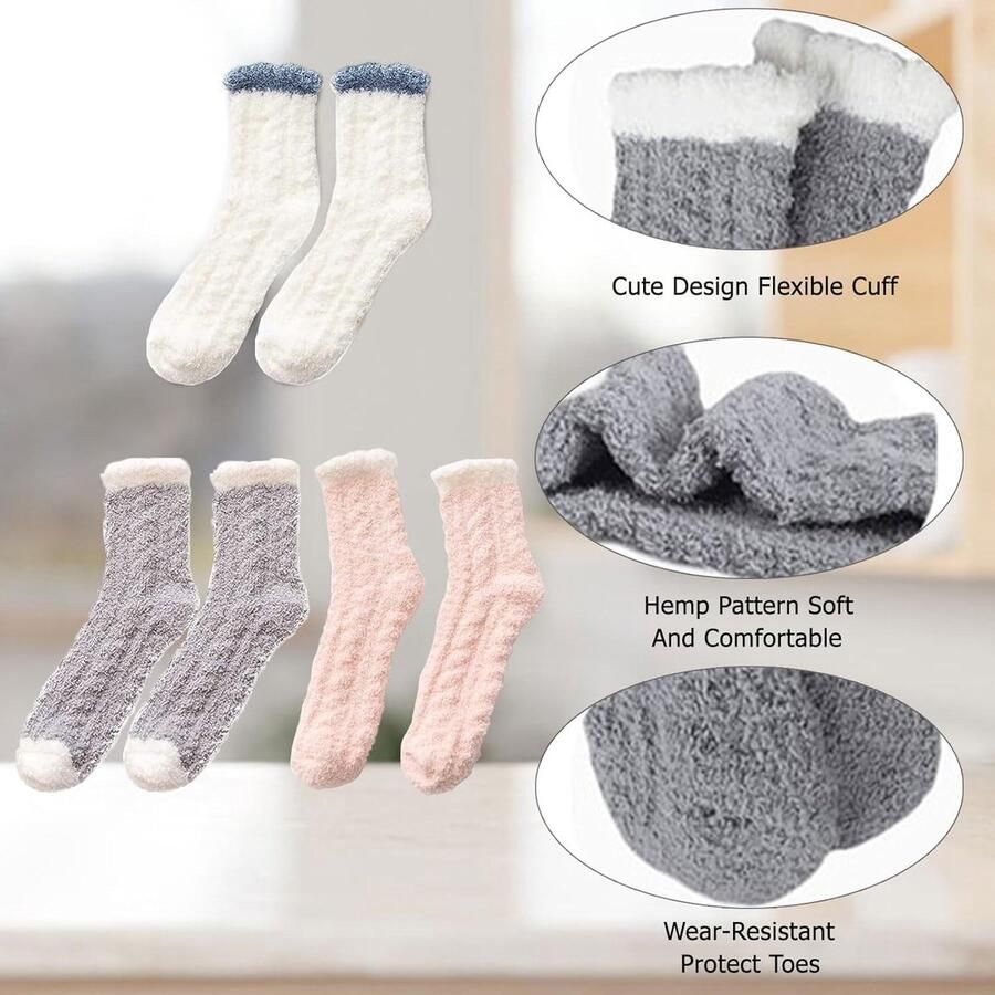 3 paar knuffelsokken voor dames zachte pluizige sokken warme bedsokken huissokken kleurrijk dikke damessokken wollige damessokken 36-42 roze grijs wit. 36 42