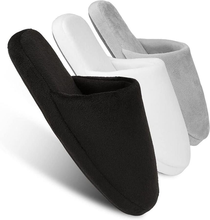 3 Paar Luxe Spa Slippers Katoen Traagschuim Antislip Gesloten Teen Wasbaar